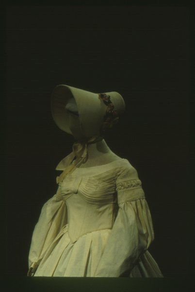 1830's dress and bonnet 